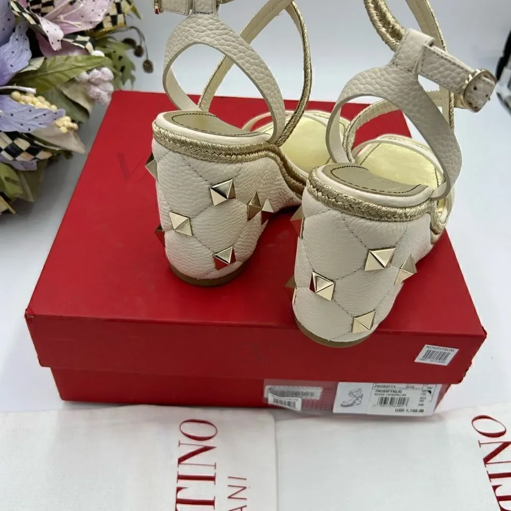 Women’s Valentino,Garavani , Roman stud, espadrille wedge size 39.5 made Italy